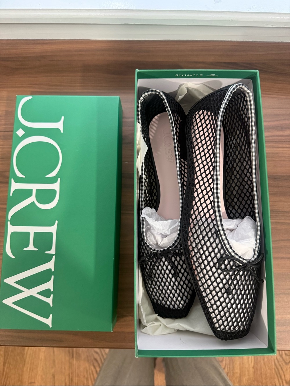 J. Crew Black Mesh Bow Ballet Flats